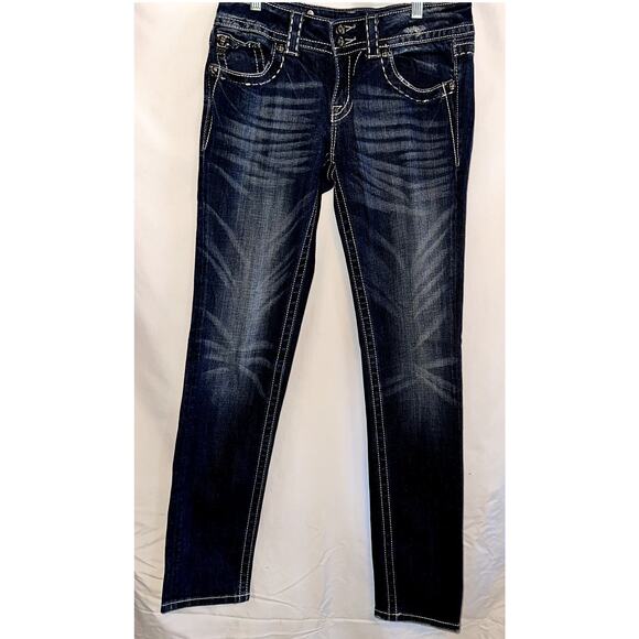 Miss Me Denim - Miss Me Women's Size 28 Skinny Angle Wings Flap Pocket Rhinestone JP60035 Jeans